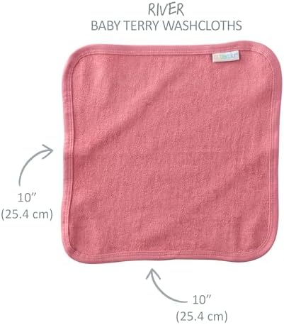Butterblu River 10-Pack Baby Terry Washcloths 100% Organic Cotton Absorbent for Baby and Toddler Boys & Girls, Sunny Pink Rainbow, One Size