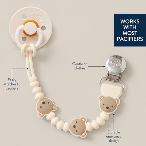 Itzy Ritzy Silicone Pacifier Clip, Baby Pacifier Holder Clip (Baby Bear)