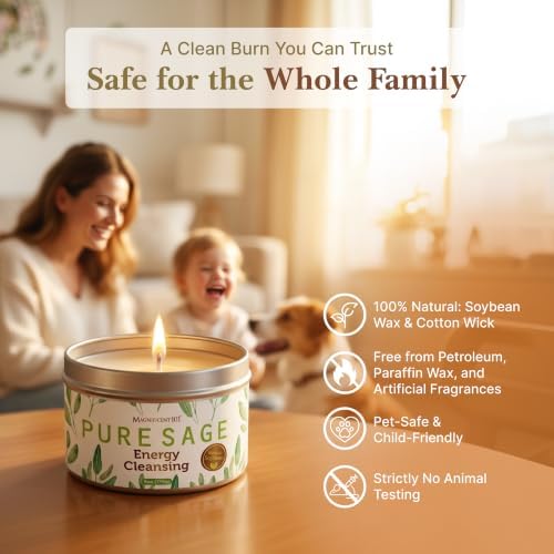 Magnificent 101 Pure Sage Tin Candle for Energy Cleansing, 6oz