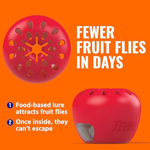 TERRO Fruit Fly Trap Refills, 4 Pack Liquid Bait Replacement for Home