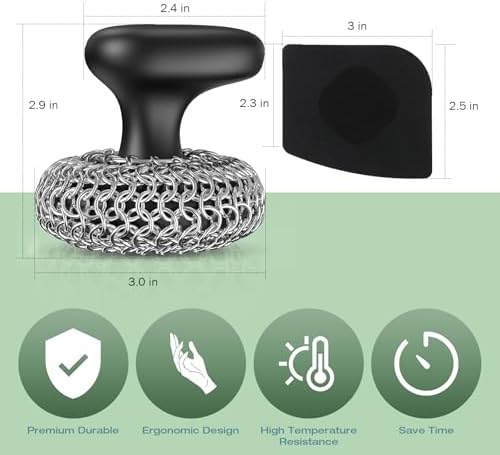 Cast Iron Scrubber Dish Scrub Brush 316 Chainmail Scrubber for Cast Iron