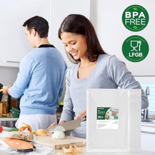 Bonsenkitchen Precut Vacuum Sealer Bags 200 Quart 8" x 12", BPA Free