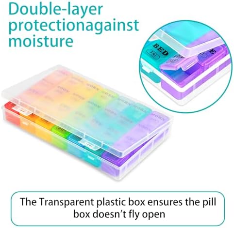 Mossime Pill Organizer 4 Times a Day, XL Weekly AM PM Pill Box, 7 Day Large