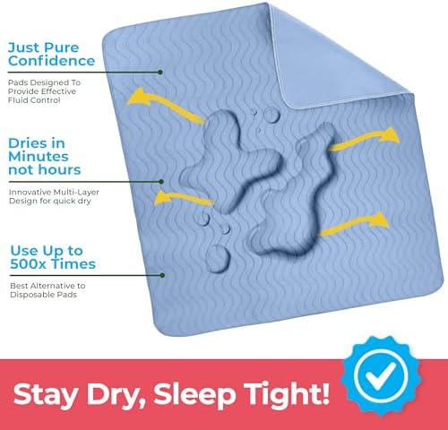 4 Pack Waterproof Reusable Heavy Absorbency Incontinence Bed Pads 34"x36"