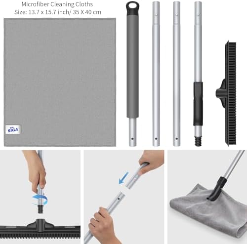 MR.SIGA Pet Hair Removal Rubber Broom with Built in Squeegee