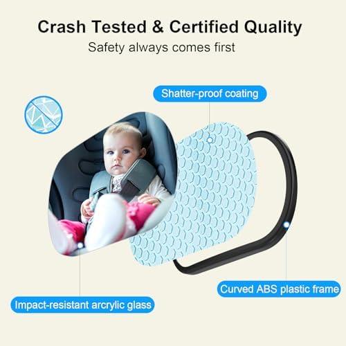 Baby Car Mirror, Car Seat Mirror for Rear Facing, Black