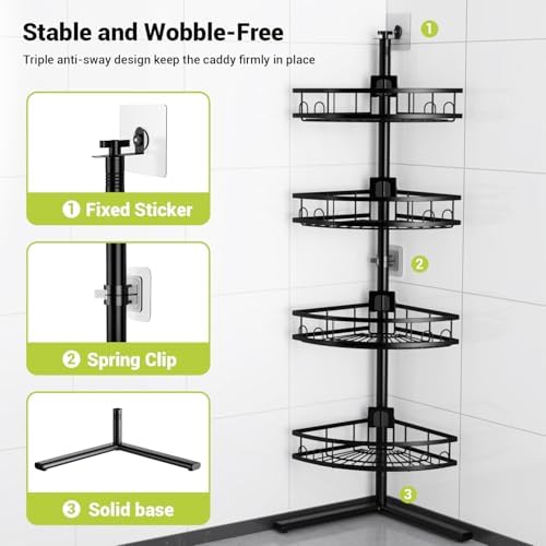 Standing Shower Caddy Corner - Rustproof Bathroom Shower Stand Shelf