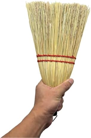 12 Inch Corn Handmade Broom Mini Whisk Made of Natural Corn Broom Straw with a Solid Metal Hang Design for Outdoor Car Porch Debris Dust Dirt Driveways Sidewalks Halloween