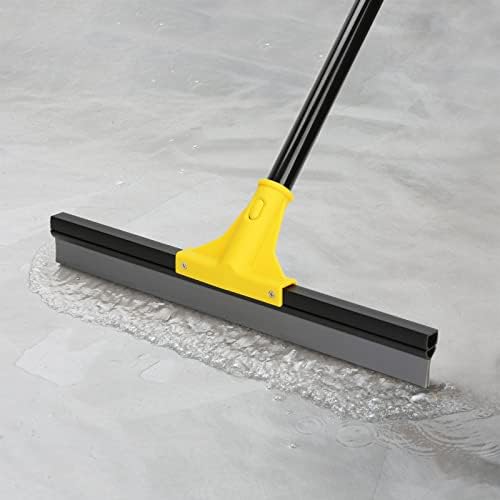 Squeegee Broom for Floor, 18'' Heavy Duty Rubber Wiper with 60'' Long Handle for Bathroom Tile, Garage Concrete, Deck Cleaning