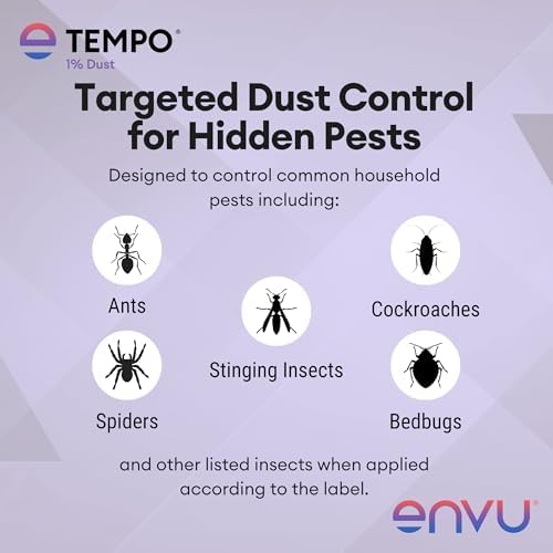 Tempo 1% Dust Insecticide 1.25 lbs | Ready-to-Use Cyfluthrin Bug Dust for Ants, Spiders, Roaches, Bed Bugs, and Stinging Insects | Crack and Crevice Pest Control