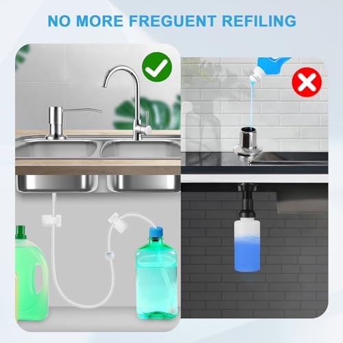 Sink Soap Dispenser Extension Tube Kit with Upgraded Check Valve, Premium 47" Under Counter Soap Dispenser Tube for Kitchen Sink, Powerful Suction, No More Refilling Tiny Bottle