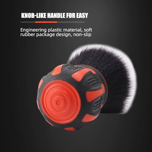 SPTA Ultra Soft Detailing Brush, Car Detail Brush, Orange Handle XL Synthetic Brush - Ultra Soft Bristles, Comes with Storage Rack, Covers Large Area Inside or Outside Vehicles