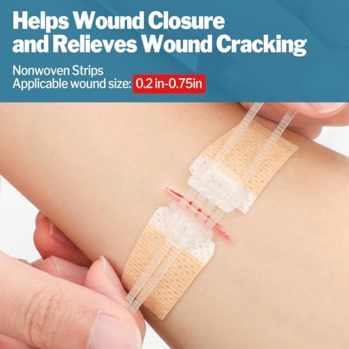 AZEN 14 Pack Emergency Wound Closure Strips, Butterfly Bandages, Emergency Laceration Closure Kit, Repair Wounds Without Stitches, Quick Clot Zip Stitch Wound Closures Device