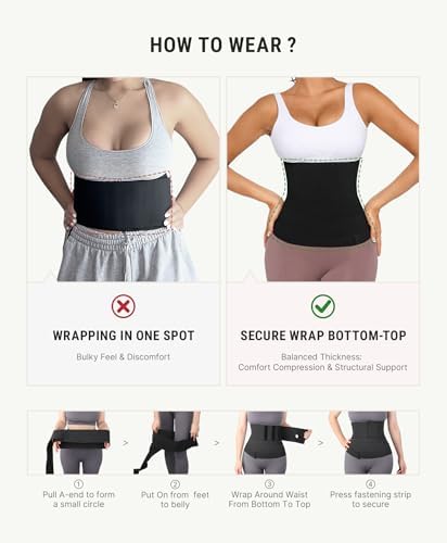 FeelinGirl Waist Trainer for Women Tummy Wrap Trimmer Belt Long Torso Belt