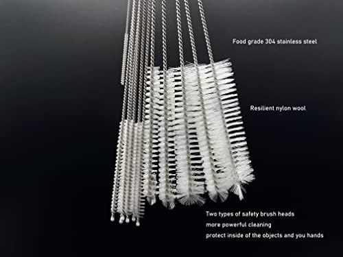12 PCS Straw Cleaner Brush kit with 2mm-25mm /6.5-10 INCH for Tube and Pipe.Tumbler, Sippy Cup, Bottle with Straw,Hummingbird feeders and Drinking Straw, Brushes for Cleaning Tanks