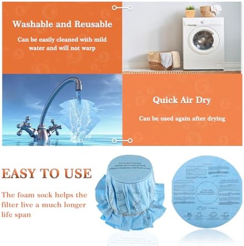 6Pack Reusable Wet/Dry Filter VF2002 90107 For Most Vacuum Cleaner