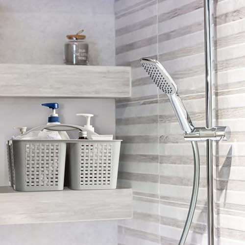 Tiawudi Portable Shower Caddy, Caddy Organizer with Handle, Plastic Shower Basket Hold Soap, Shampoo, Hair Supplies and Beauty Products, Cleaning Supplies Organizer for Home, Dorm, Shelf and Cabinet