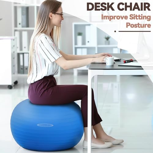Fitvids Anti-Burst and Slip Resistant Exercise Ball Yoga Ball Fitness Ball Birthing Ball with Quick Pump