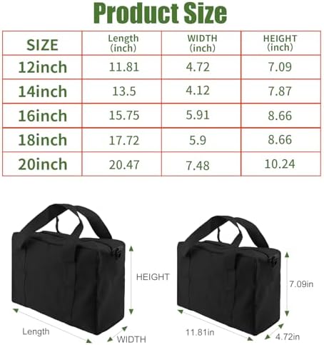 Small Tool Bag, Close Top Wide Mouth Tool Organizer Bag, Large Tool Bags