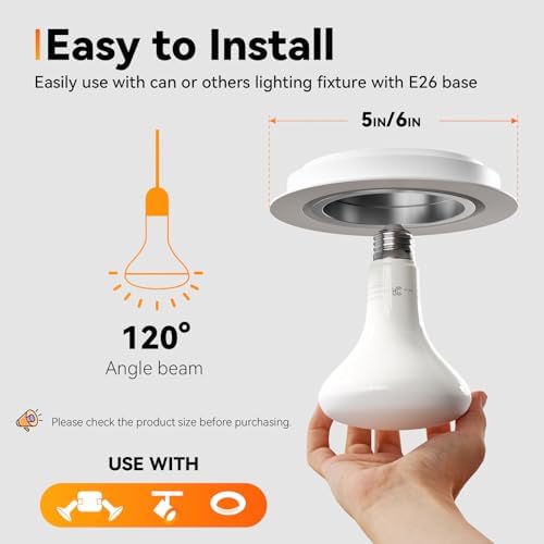 TJOY 12 Pack BR30 Flood Light Bulb Indoor, Soft White Recessed Light Bulbs