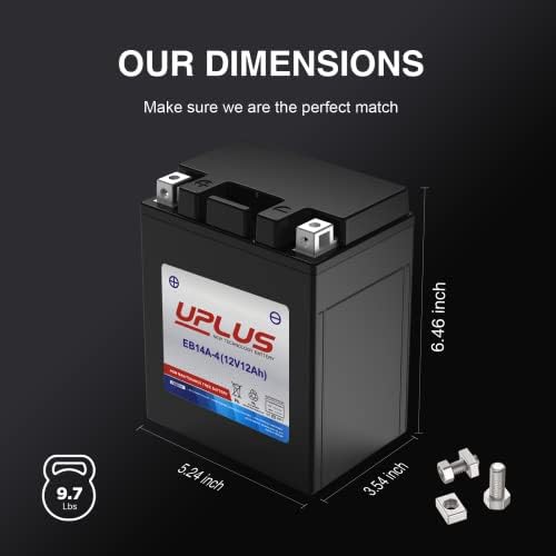 UPLUS ATV Battery YTX14AH-BS, EB14A-4 Scooter Snowmobile UTV Motorcycle Battery Maintenance Free - Sealed AGM Powersports Batteries Compatible with Yamaha Honda Suzuki Kawasaki Polaris
