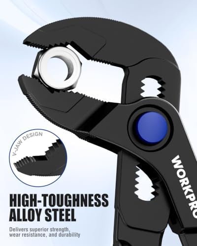 WORKPRO Mini Water Pump Pliers, 4-Inch Groove Joint Pliers for Tight Spaces