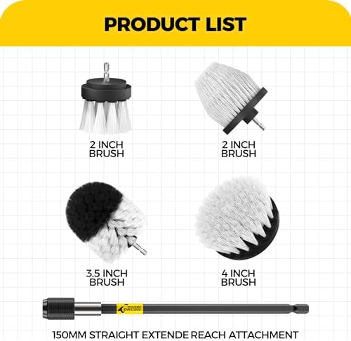 Holikme 5Pack Drill Brush Set with Extension for Car & Bath Detailing