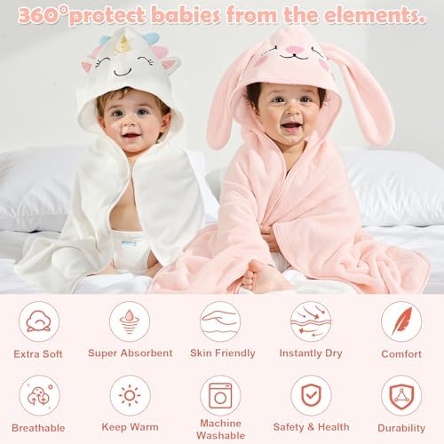 12 PCS Baby Bath Towels Set, Baby Towels for Newborn Bath Essentials Gifts