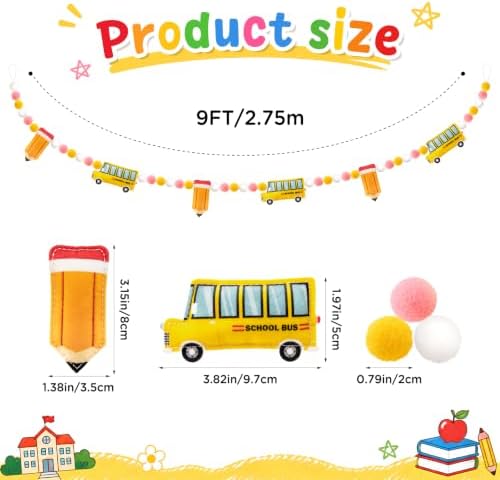 Back to School Decorations 9FT Felt Ball Garland Back to School Banner