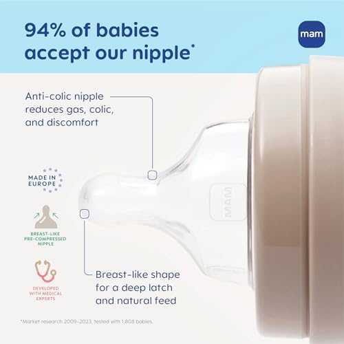 MAM 6oz Pure Glass Feel Good Anti-Colic 0+ Months Baby Bottle, 3 Pk, Unisex