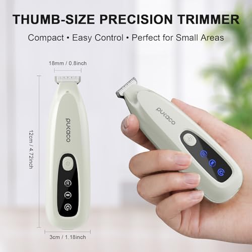 Upgraded Mini Dog Paw Trimmer with LED Light, Low Noise Small Pet Hair Trimmer 18mm Wide Curved Blade, 35dB Cordless Waterproof Pet Paw Grooming Clippers for Dogs, Cats, Paws, Ears, Face, Rump