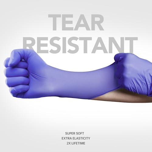 Medguy Medical Nitrile Exam Gloves, 4 Mil Powder-Free Latex-Free Disposable Food-Safe Cooking Cleaning, Blue-Violet 100 Pcs