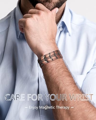 Feraco Copper Magnetic Bracelets for Men,Pure Copper Jewelry Gift