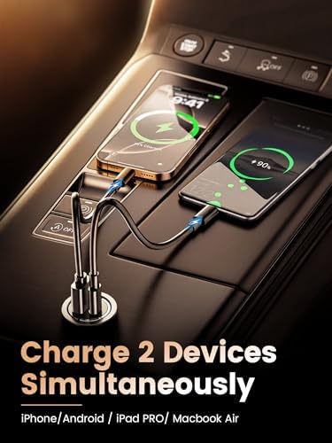 MOSWAG Car Charger,Invisible Cigarette Lighter USB Adapter All Metal & Mini