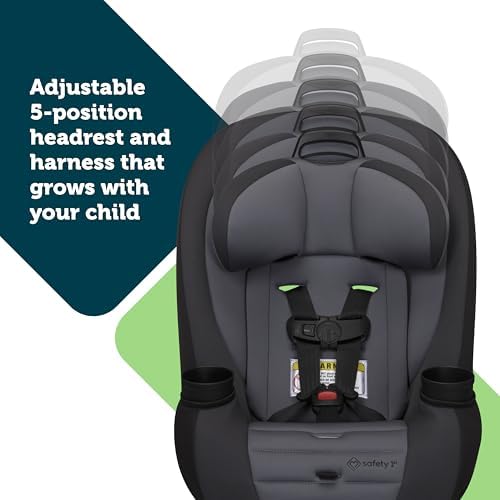 Safety 1st Ellaris 3-in-1 Convertible Car Seat, Slim Fit Design, Rear & Forward-Facing, 5-Position Headrest, Travel-Friendly with Machine-Washable Seat Pad, Smokey Haze