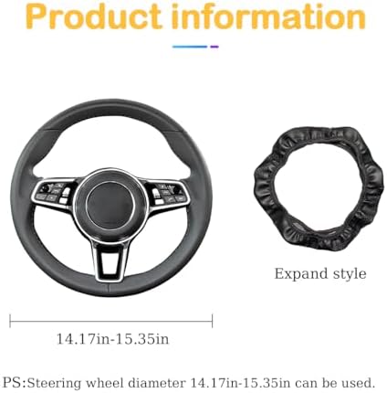Osilly 15 Inch Carbon Fiber PU Leather Steering Wheel Cover, Red