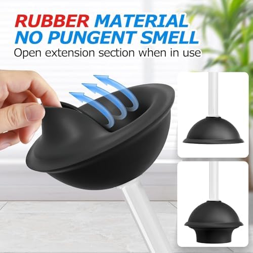 FORASTO 3IN1 Toilet Brush and Plunger Set with Holder Compact Cleaning Kit