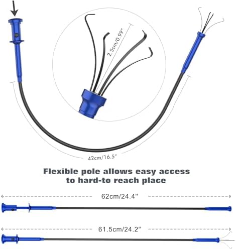 Housolution Grabber Tool Magnetic, Bendable Reacher with LED Lights, Blue