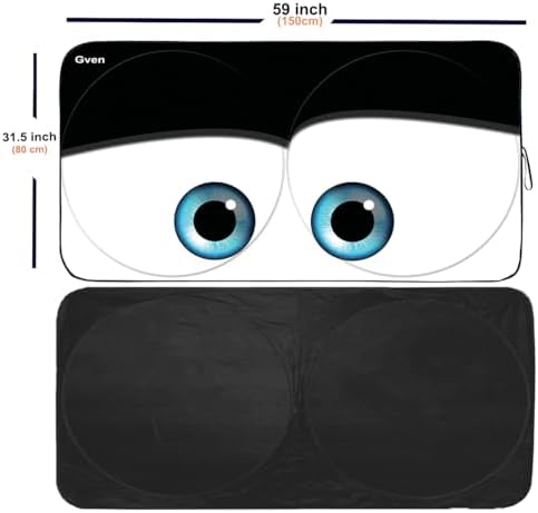Gven Windshield Sun Shade Universal Fit for Car Window Sunshades Cover Automotive Interior Sun Protector Accessories for Compact& Midsize Sedan,Com& Subcompact SUV,Small Pickup,Wagon (Black, S)