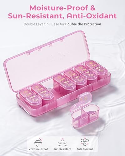 Pillex Weekly Pill Organizer 2 Times a Day, AM PM Pill Box Organizer 7 Day