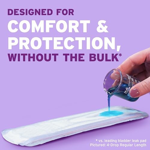 Poise Ultra Thin Incontinence Pads & Postpartum Pads for Bladder Leaks, 4 Drop Moderate Absorbency, Regular Length, 144 Count, Packaging May Vary
