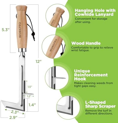 WORKPRO Crack Weeder, 12" Stainless Steel Crevice Weeding Tool