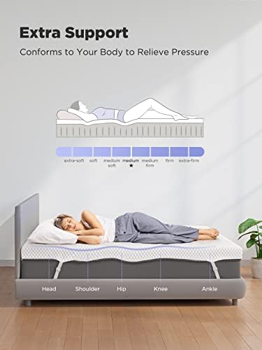 PERLECARE Queen 3 Inch Gel Memory Foam Mattress Topper with Cover