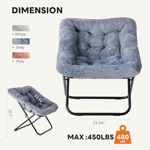 Sweetcrispy Comfy Chair for Adults, Foldable Living Room Chair, Soft Faux Fur Lounge for Bedroom Dorm Rooms, Comfortable Reading Chairs for Teens, X-Large