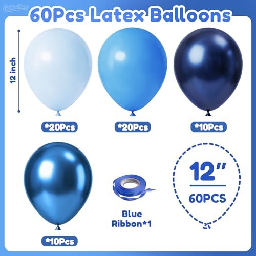 Blue Balloons, 60PCS 12inch Latex Party Balloons
