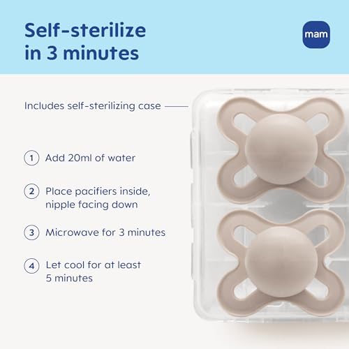 MAM Original Start Baby Pacifiers 0-3 Mths Skin Soft Silicone, 2 Pack