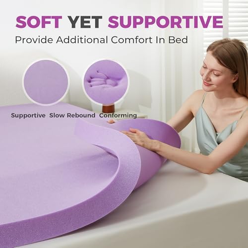 BDEUS Mattress Topper Twin XL, 2 Inch Gel Memory Foam Mattress Topper for College Dorm, Ventilated Soft Mattress Pad, Bed Topper, CertiPUR-US Certified