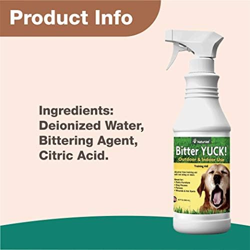 NaturVet Bitter Yuck! No Chew Training Spray for Outdoor Pets | Horses Pet Training Spray, Liquid, Made in The USA, 8 Ounce