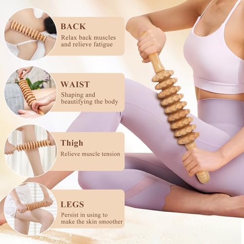 Xokocli 7-in-1 Wood Therapy Massage Tools Lymphatic Drainage Massager for Muscle Pain Relief | Maderoterapia Kit Body Sculpting Tools for Anti-Cellulite, Body Shaping