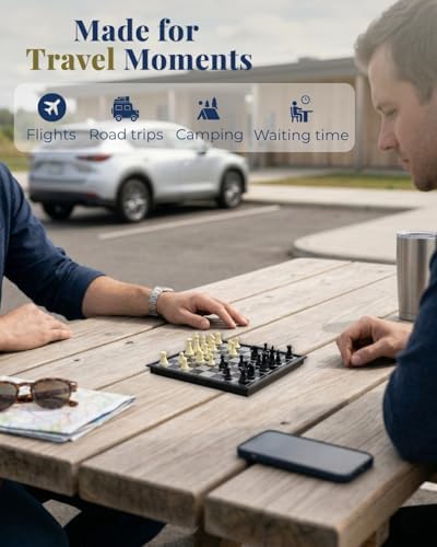 Travel Chess Set Magnetic Portable Folding Board - Small Mini Pocket Chess Set (X-Small / 5.9 Inch)